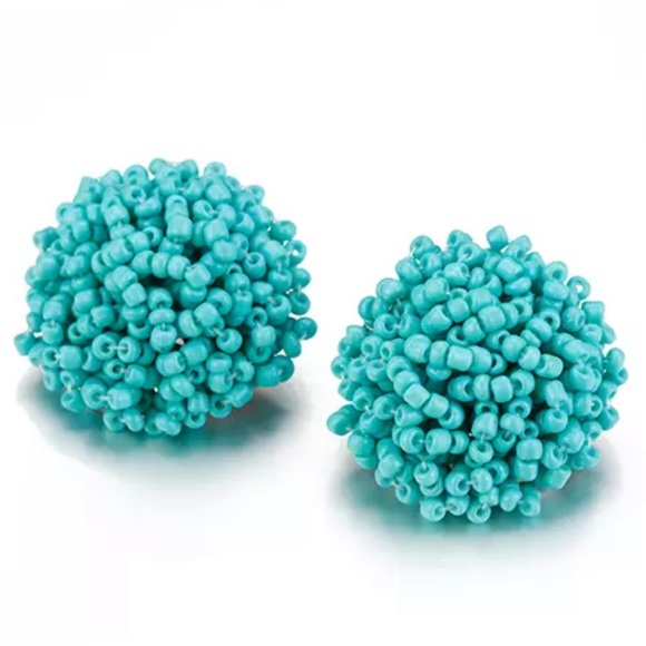 Turquoise Blue Seed Bead Earrings - Picture 1 of 4